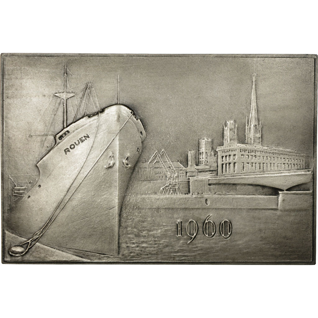 France, Medal, Chambre de Commerce de Rouen, 1960, Coeffin, MS(60-62), Silver