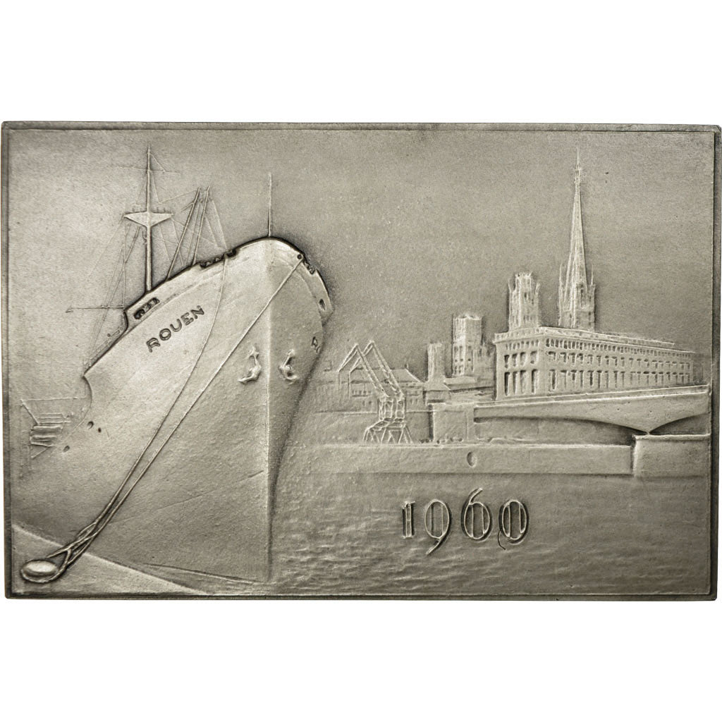 France, Medal, Chambre de Commerce de Rouen, 1960, Coeffin, MS(60-62), Silver