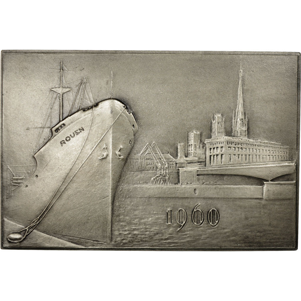 France, Medal, Chambre de Commerce de Rouen, 1960, Coeffin, MS(60-62), Silver