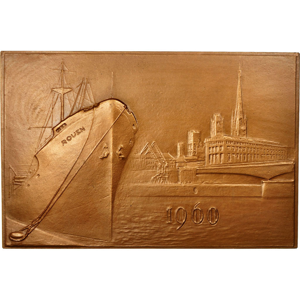 Francia, medalla, Chambre de Commerce de Rouen, 1960, Coeffin, EBC+, Bronce