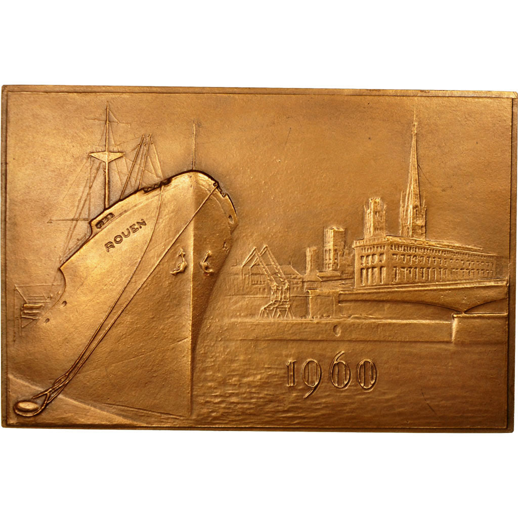 Francia, medalla, Chambre de Commerce de Rouen, 1960, Coeffin, EBC+, Bronce