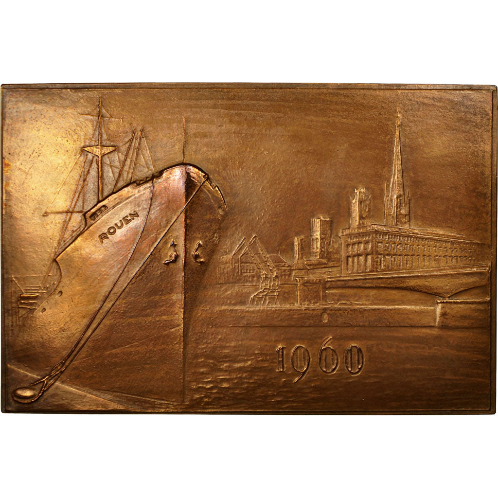 Francia, medalla, Chambre de Commerce de Rouen, 1960, Coeffin, EBC, Bronce