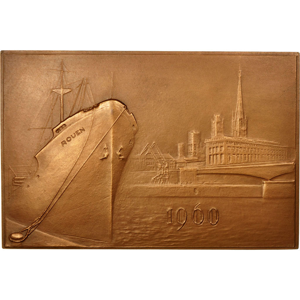 Francia, medalla, Chambre de Commerce de Rouen, 1960, Coeffin, SC, Bronce
