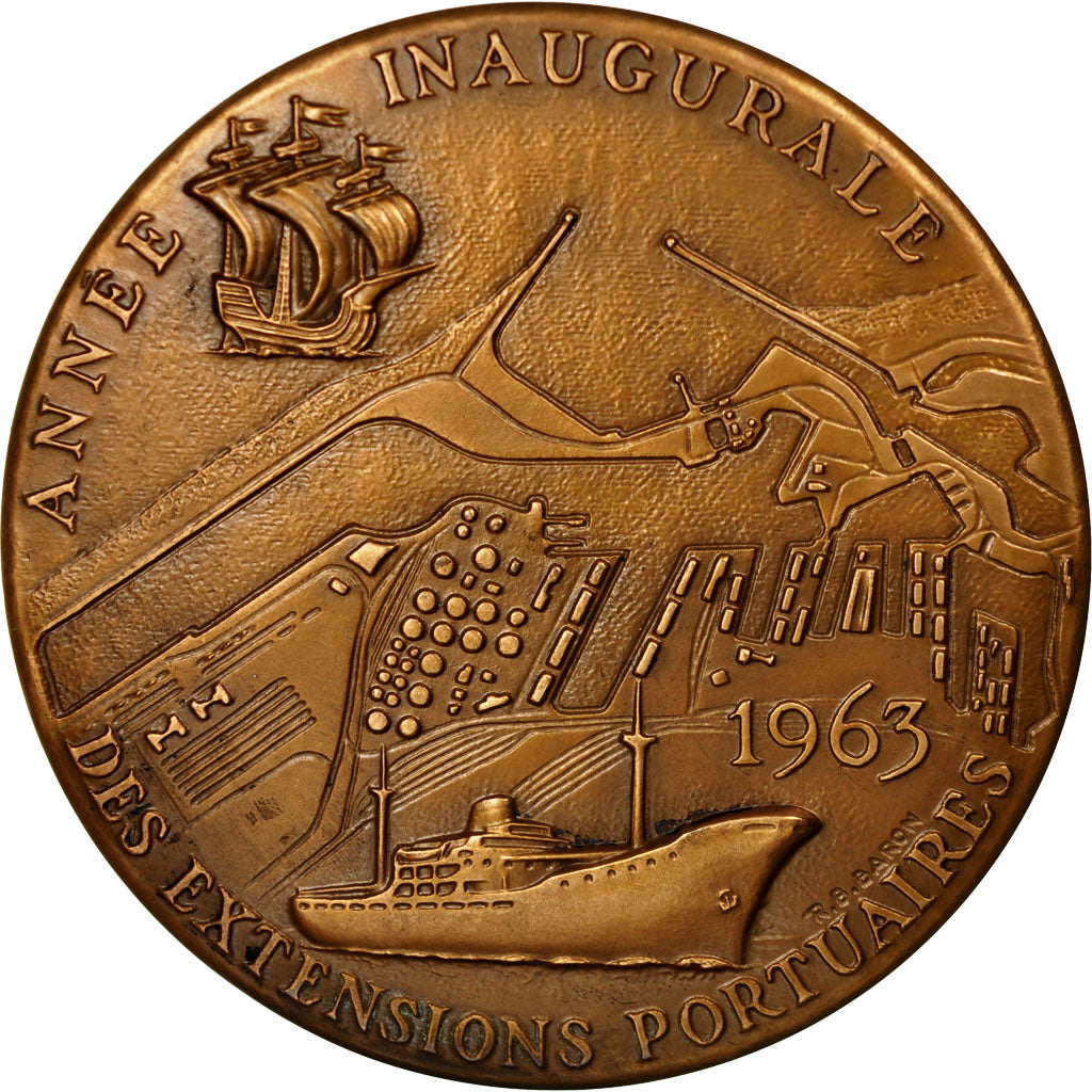 Francia, medalla, Chambre de Commerce de Dunkerque, 1963, Baron, FDC, Bronce