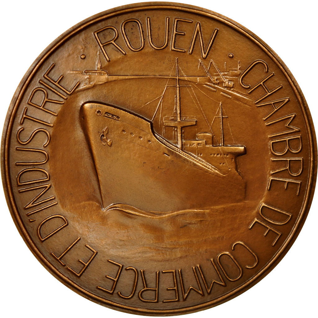 France, Medal, Chambre de Commerce de Rouen, Coeffin, MS(63), Bronze