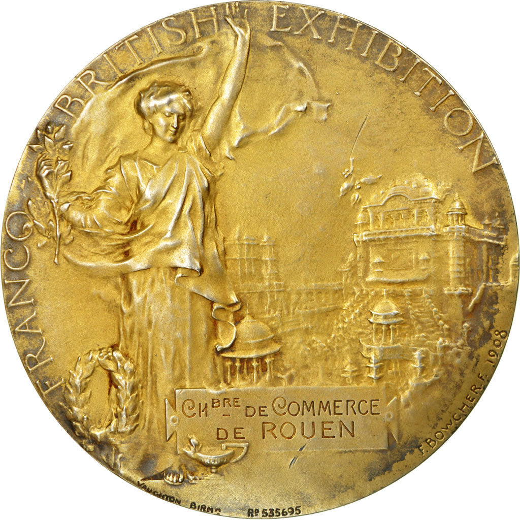United Kingdom , Medal, Exposition franco-britannique de Londres, 1908, Bowcher