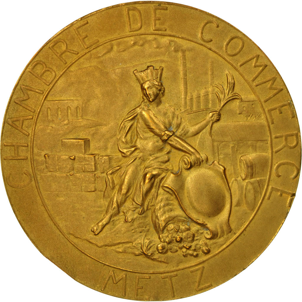 France, Medal, Chambre de Commerce de Metz, MS(60-62), Gilt Bronze