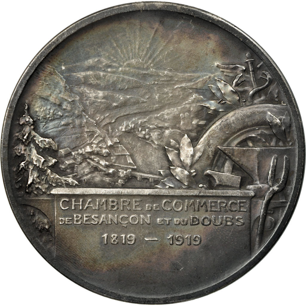 France, Medal, Chambre de Commerce de Besançon, 1919, Becker, AU(55-58)