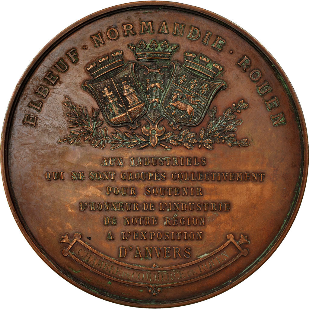 France, Medal, Exposition Collective de Rouen & Elbeuf à Anvers, 1885