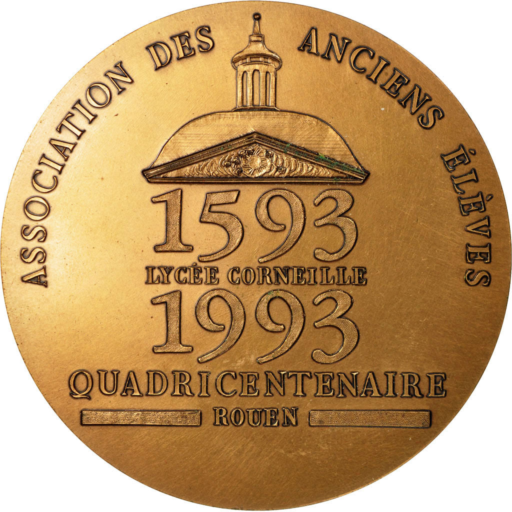 Francia, medalla, Quadricentenaire du Lycée Corneille, Rouen, 1993, FDC, Bronce