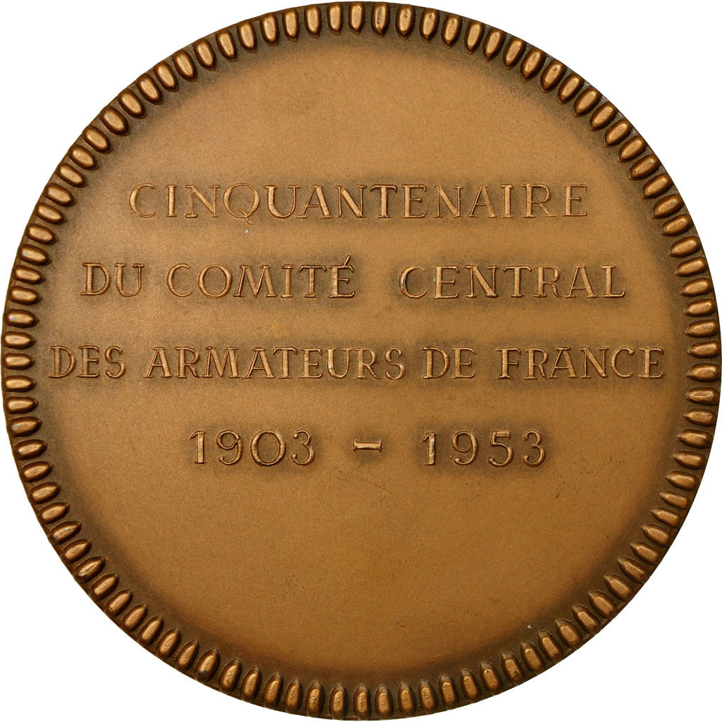 Francia, medalla, Cinquantenaire du Comité des Armateurs de France, 1953, FDC