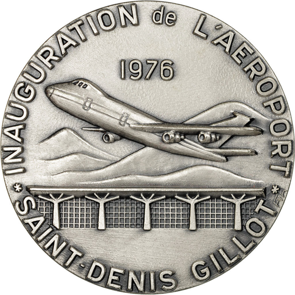 France, Medal, Inauguration de l'Aéroport Saint-Denis Gillot, 1976, MS(65-70)