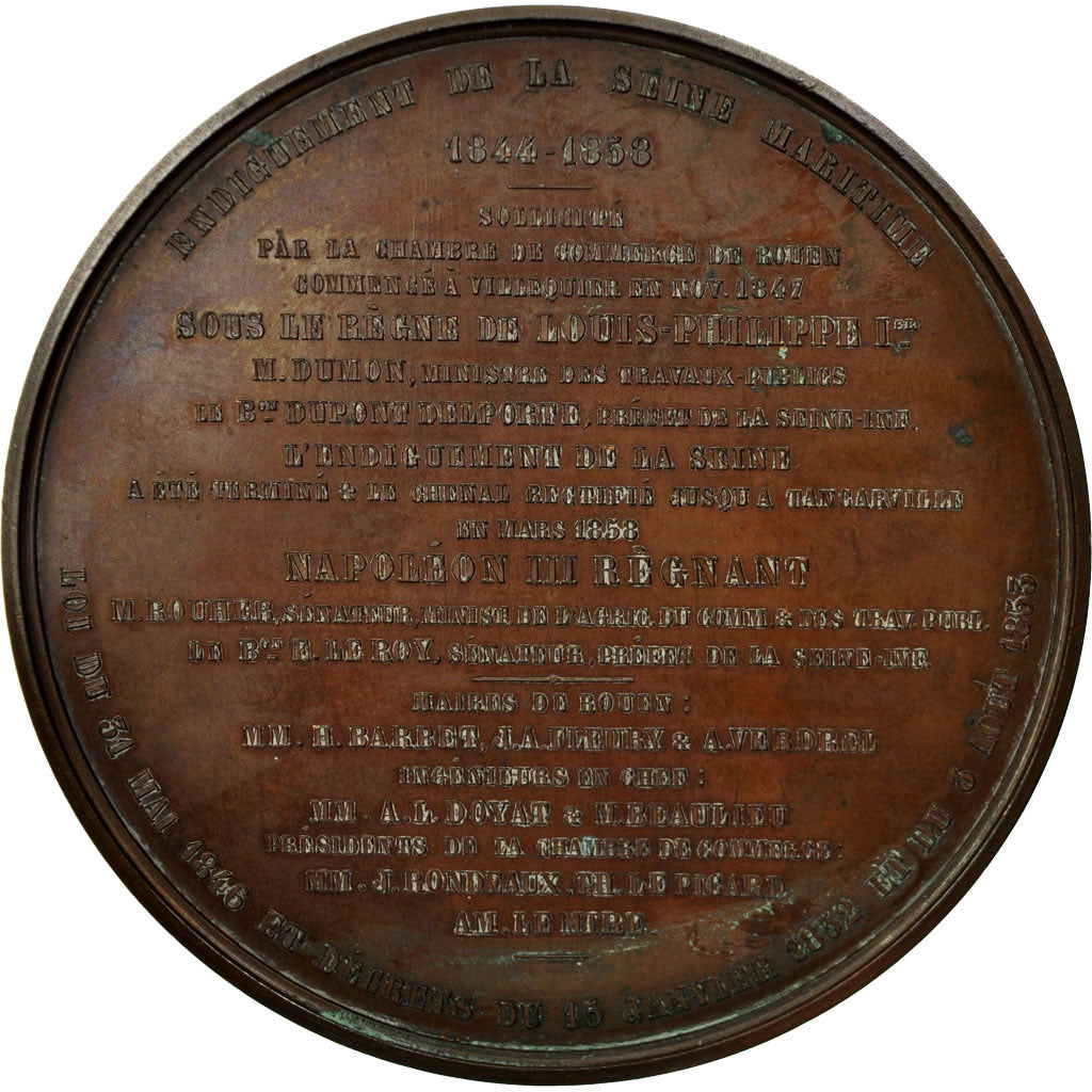 Francia, medaglia, Napoléon III, Endiguement de la Seine, 1858, Domard, SPL-