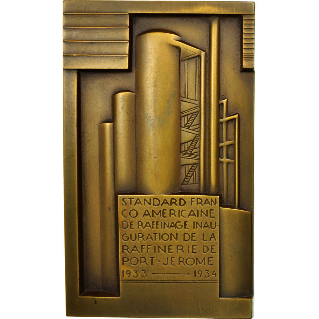 France, Plaquette, Standard franco-américaine de raffinage, 1934, Bronze, G.