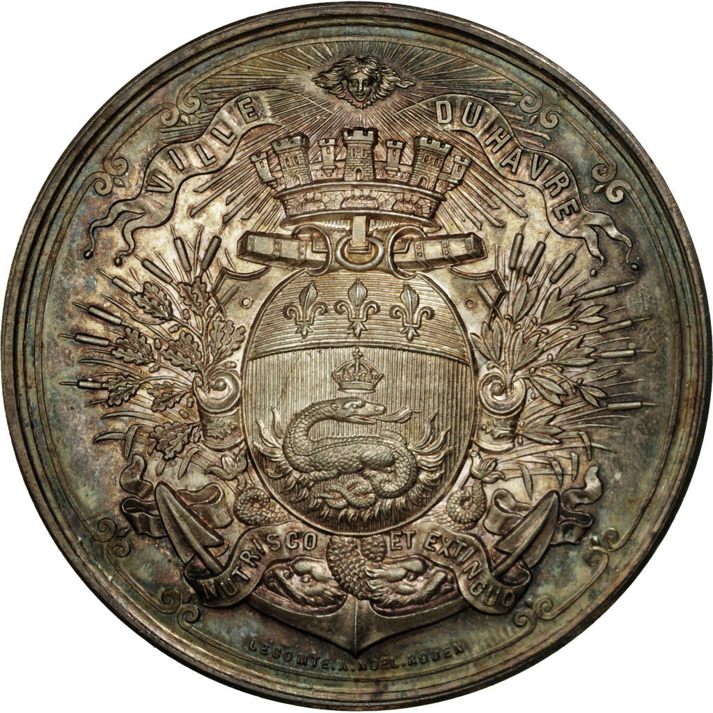 France, Medal, Ville du Havre, Lecomte, AU(55-58), Silver