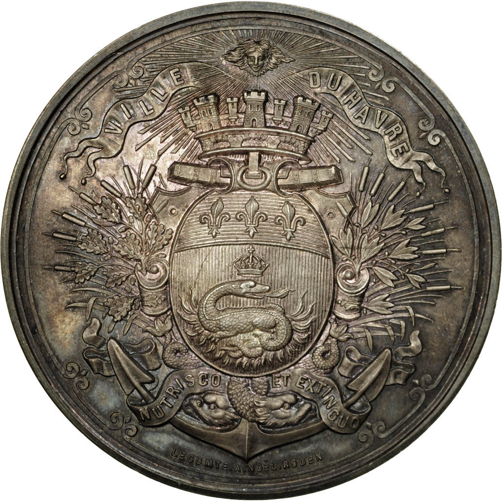 France, Medal, Ville du Havre, Concours de Bestiaux, 1884, Lecomte, AU(55-58)