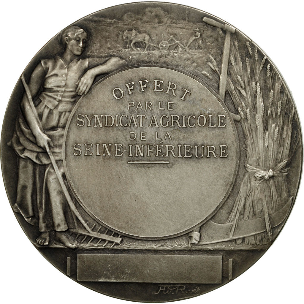 Francia, medalla, Syndicat Agricole de la Seine Inférieure, Rivet, EBC, Copper