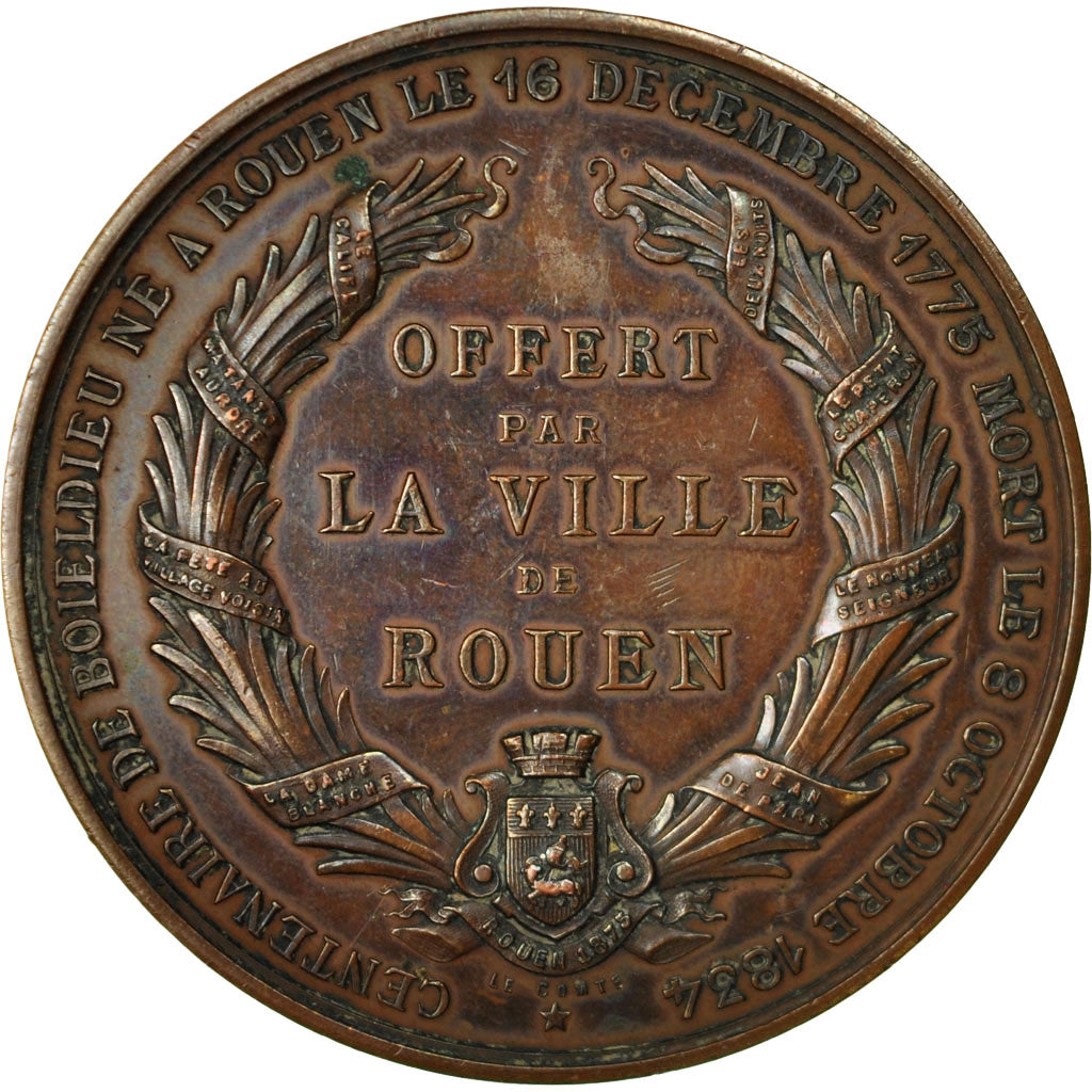France, Médaille, Centenaire du décès de Boieldieu, Rouen, 1875, Lagrange