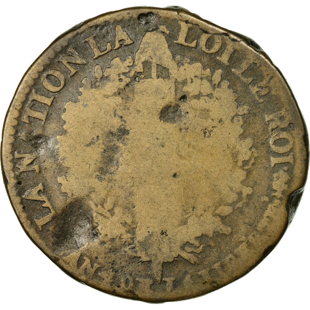 Coin, France, 2 sols françois, 2 Sols, 1792, Saumur, F(12-15), Bronze
