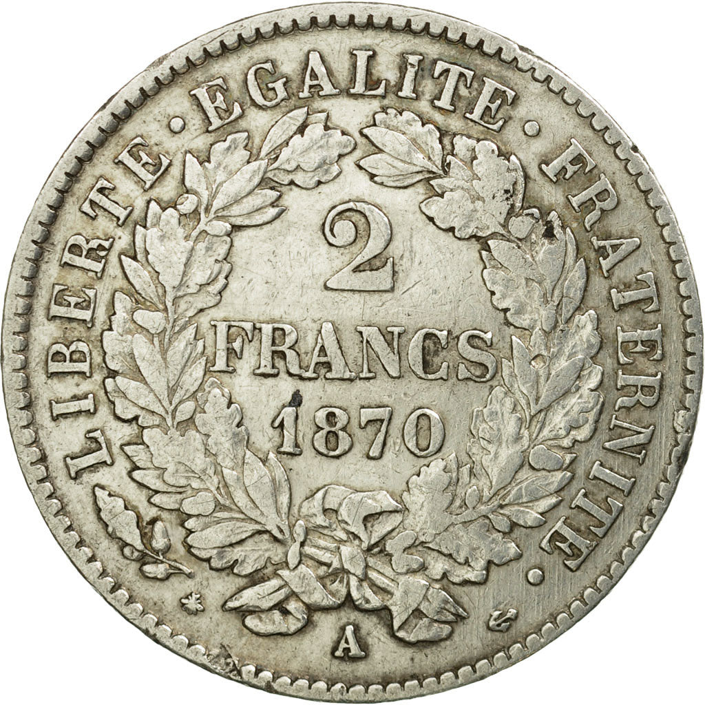 Coin, France, Cérès, 2 Francs, 1870, Paris, EF(40-45), Silver, KM:817.1