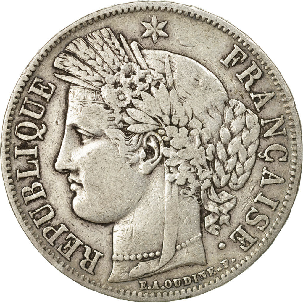 Moneta, Francia, Cérès, 5 Francs, 1849, Paris, BB, Argento, KM:761.1