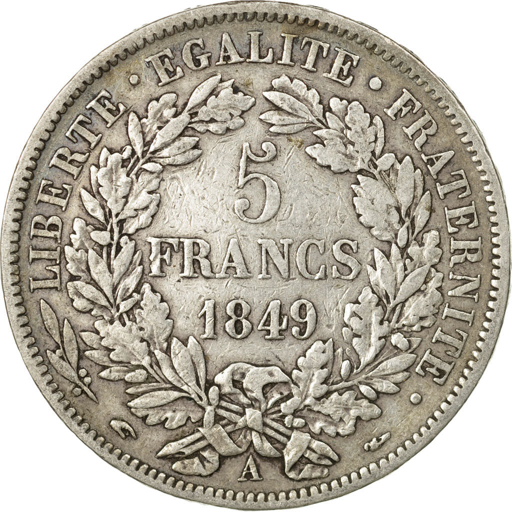 Moneta, Francia, Cérès, 5 Francs, 1849, Paris, BB, Argento, KM:761.1