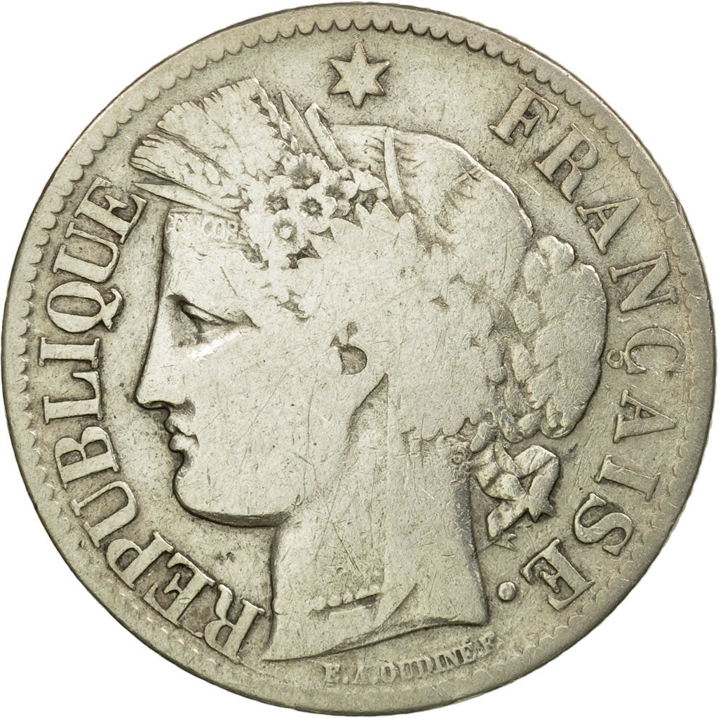 Münze, Frankreich, Cérès, 2 Francs, 1871, Bordeaux, SGE+, Silber, KM:817.2