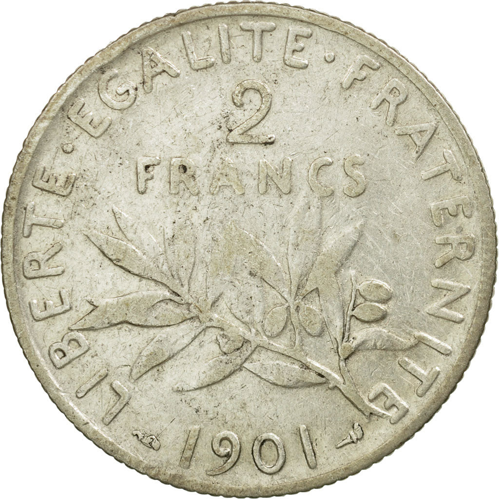 Moneta, Francja, Semeuse, 2 Francs, 1901, Paris, EF(40-45), Srebro, KM:845.1