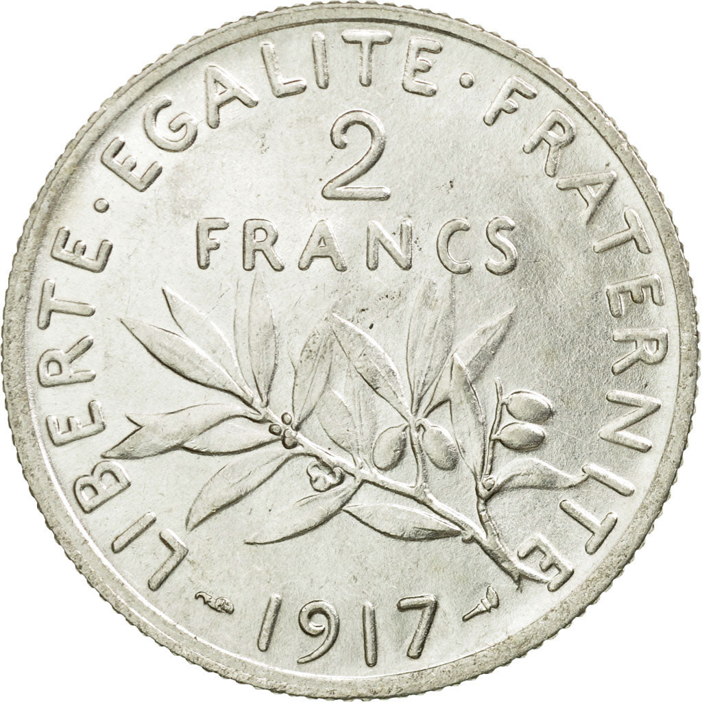Moneta, Francia, Semeuse, 2 Francs, 1917, Paris, SPL, Argento, KM:845.1