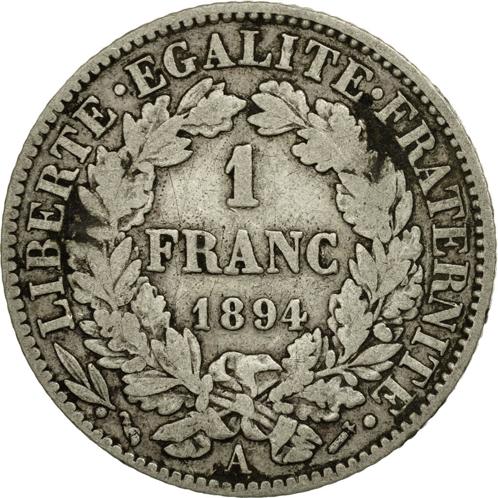 Monnaie, France, Cérès, Franc, 1894, Paris, TB+, Argent, Gadoury:465a