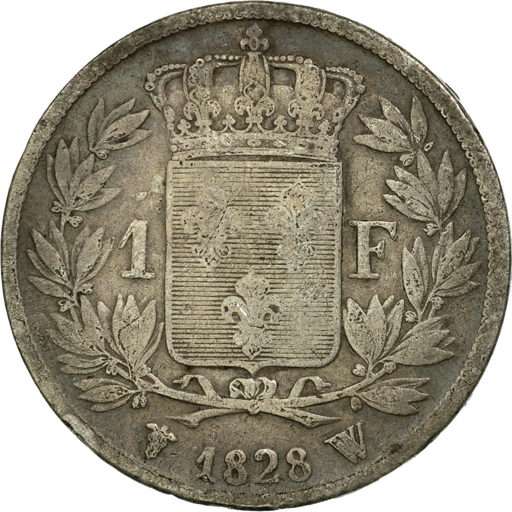 Münze, Frankreich, Charles X, Franc, 1828, Lille, S, Silber, KM:724.13