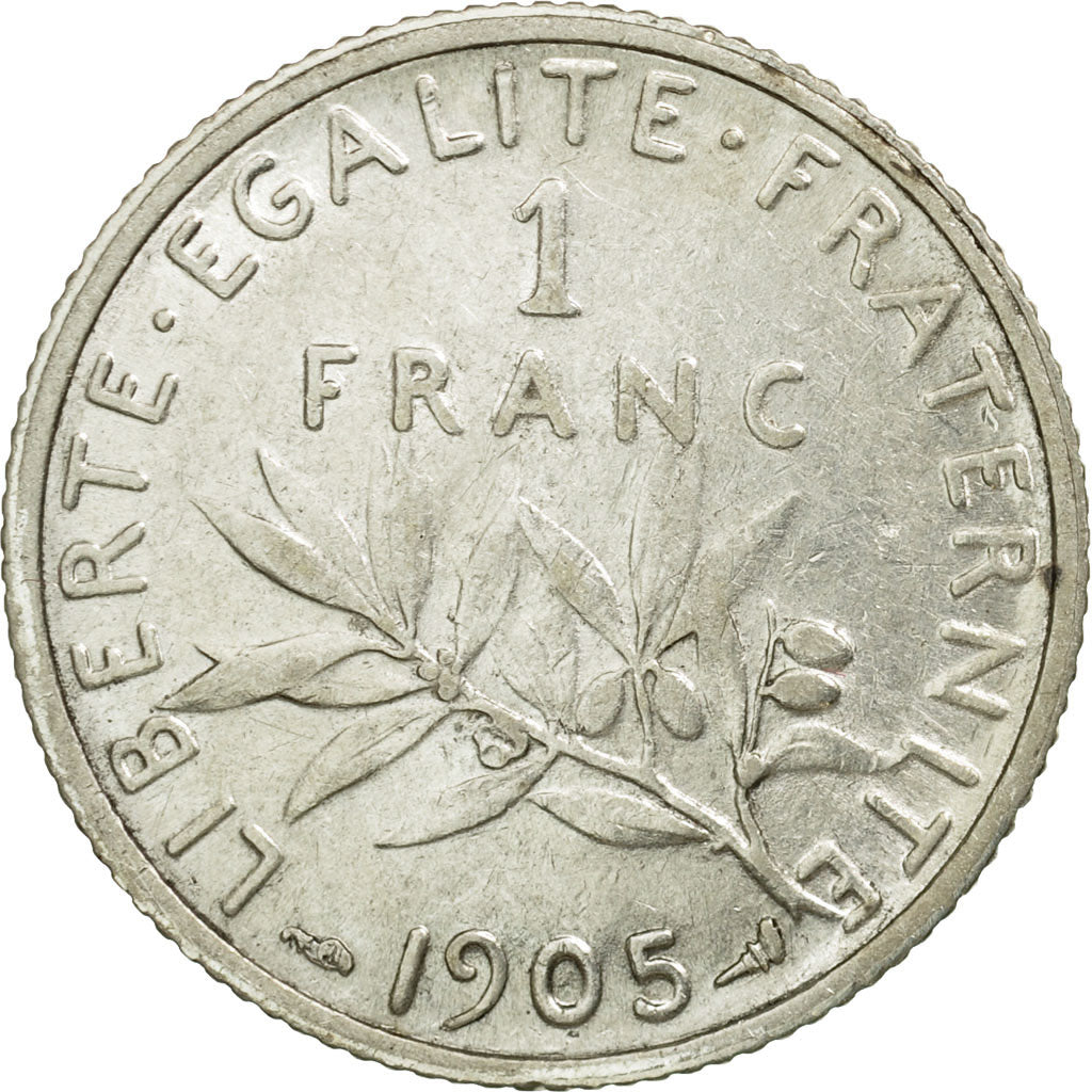 Coin, France, Semeuse, Franc, 1905, Paris, AU(50-53), Silver, KM:844.1
