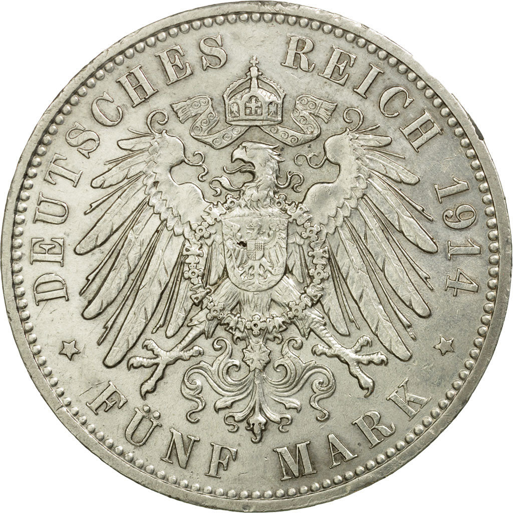 Coin, German States, SAXONY-ALBERTINE, Friedrich August III, 5 Mark, 1914