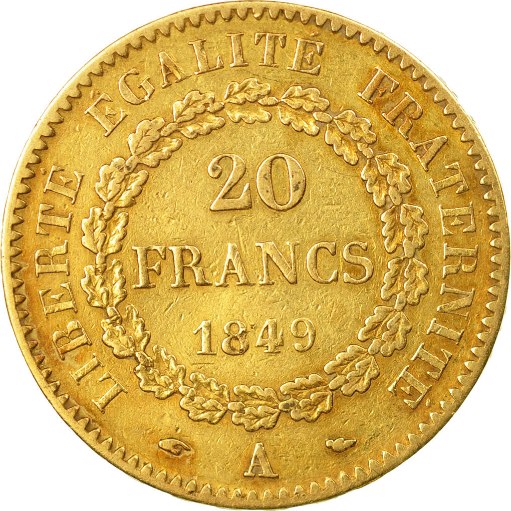 Coin, France, Génie, 20 Francs, 1849, Paris, VF(30-35), Gold, KM:757