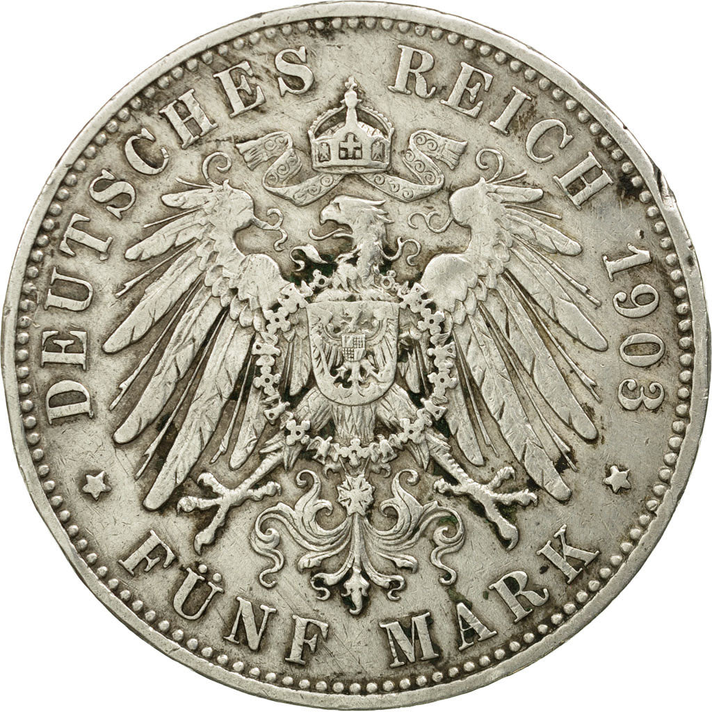 Coin, German States, SAXONY-ALBERTINE, Georg, 5 Mark, 1903, Muldenhütten