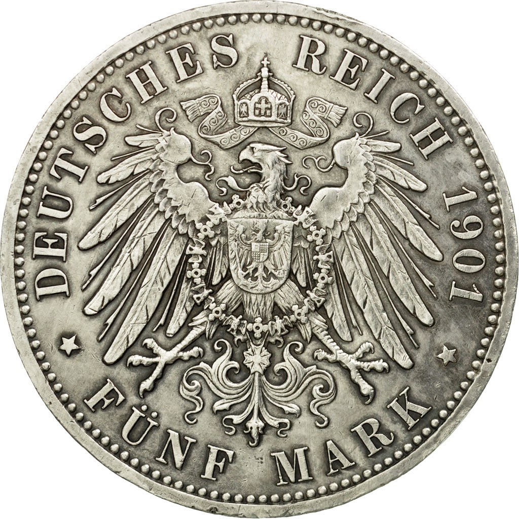 Coin, German States, PRUSSIA, Wilhelm II, 5 Mark, 1901, Berlin, AU(55-58)