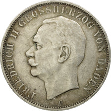 Coin, German States, BADEN, Friedrich II, 5 Mark, 1913, Stuttgart, EF(40-45)