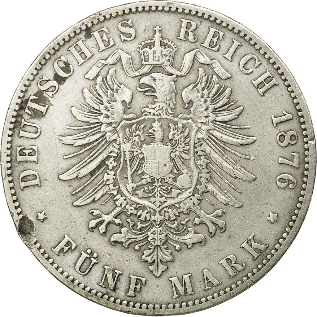 Coin, German States, PRUSSIA, Wilhelm I, 5 Mark, 1876, Berlin, VF(30-35)