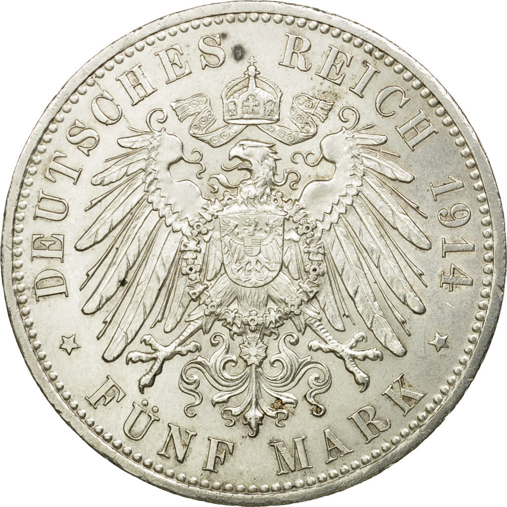 Coin, German States, PRUSSIA, Wilhelm II, 5 Mark, 1914, Berlin, MS(60-62)