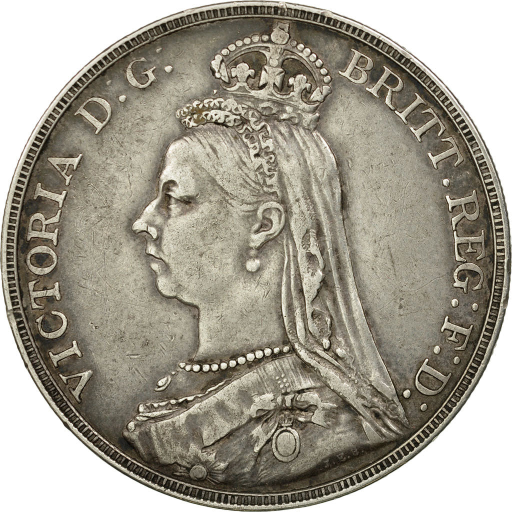 Coin, Great Britain, Victoria, Crown, 1891, EF(40-45), Silver, KM:765