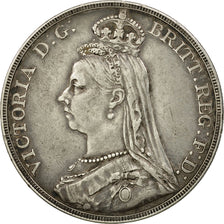 Coin, Great Britain, Victoria, Crown, 1891, EF(40-45), Silver, KM:765