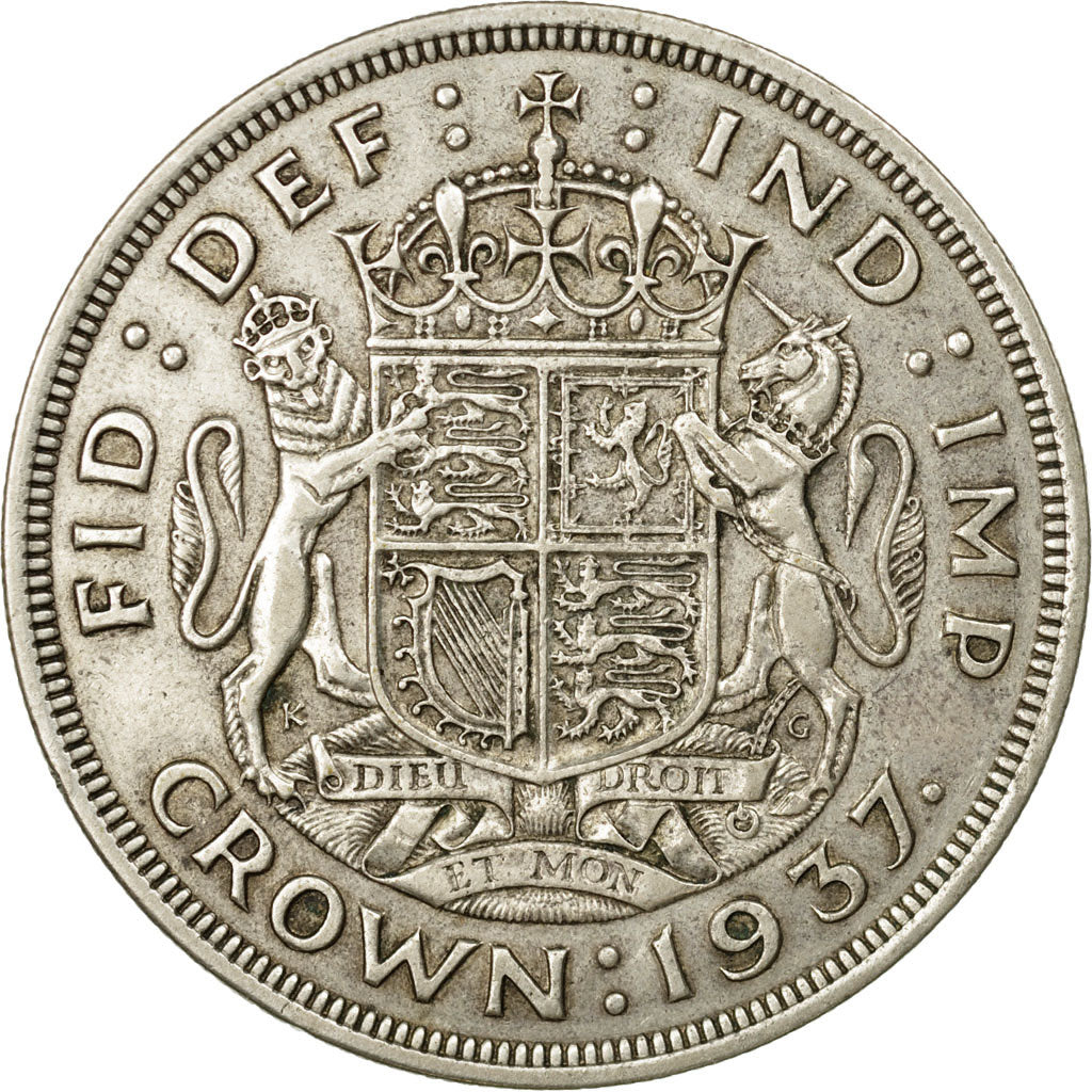 Coin, Great Britain, George VI, Crown, 1937, AU(50-53), Silver, KM:857