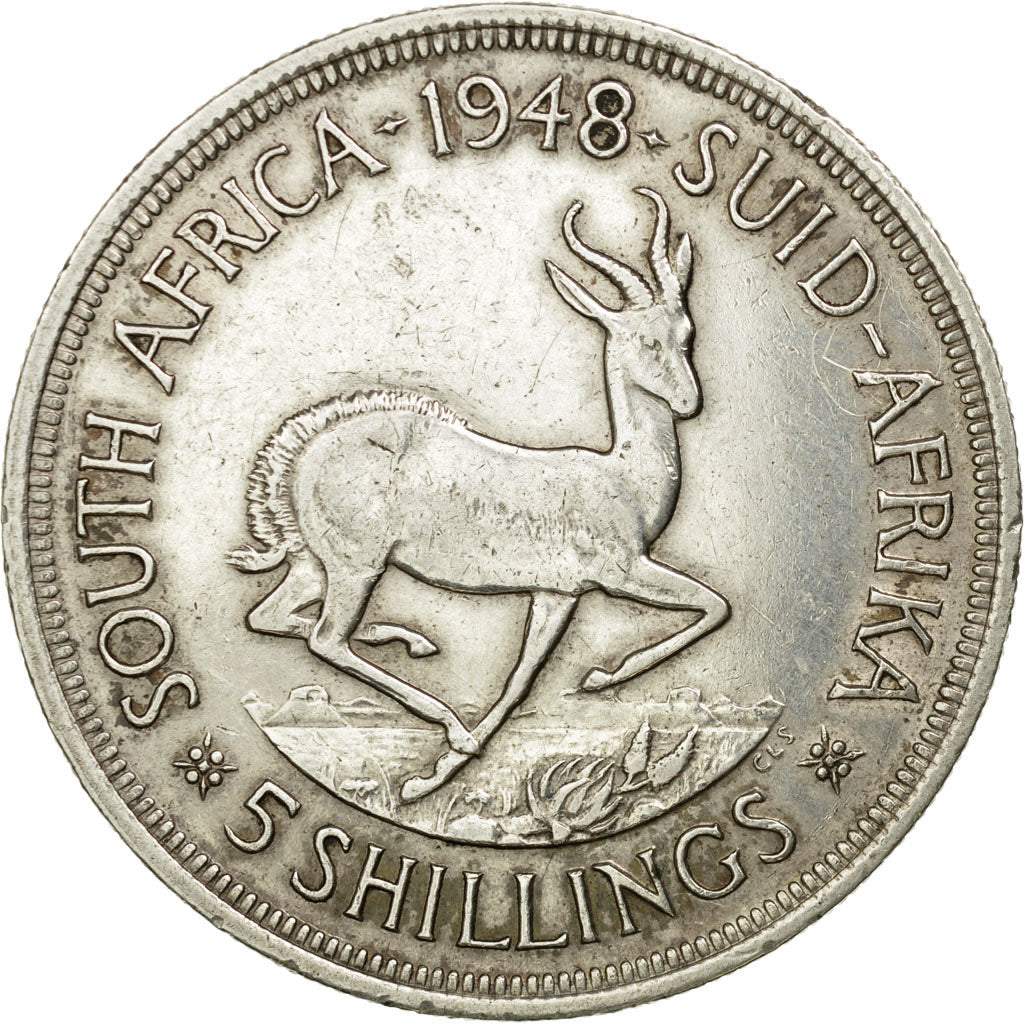 Coin, South Africa, George VI, 5 Shillings, 1948, Pretoria, AU(55-58), Silver