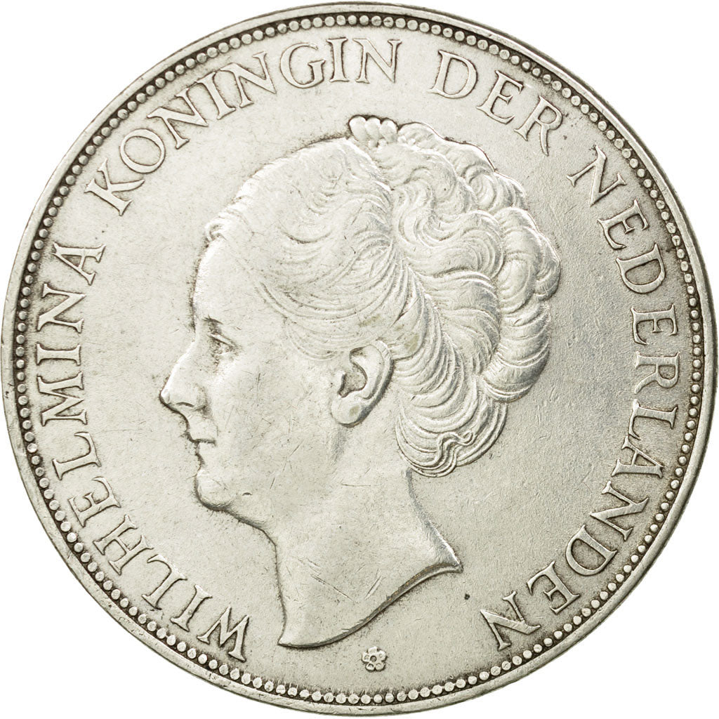 Coin, Netherlands, Wilhelmina I, 2-1/2 Gulden, 1929, Utrecht, AU(55-58), Silver