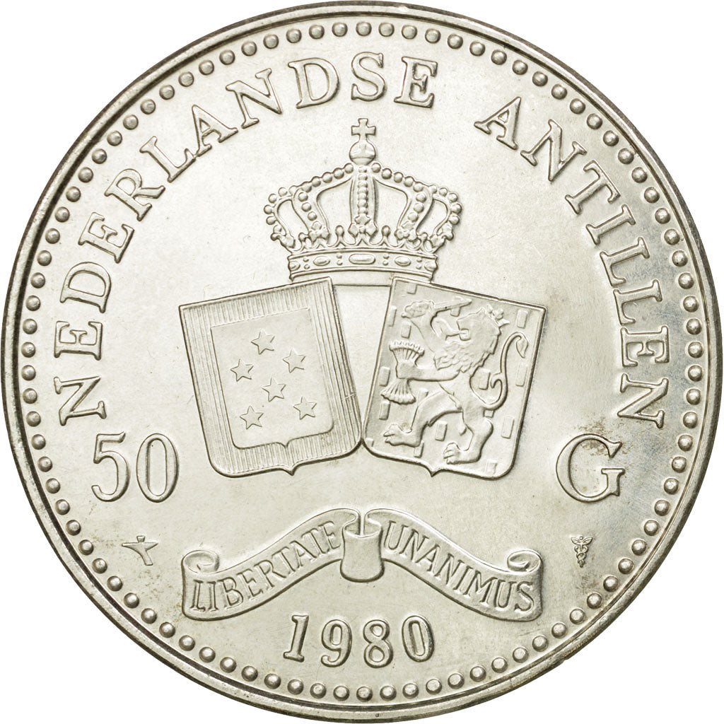 Munten, Nederlandse Antillen, Beatrix, 50 Gulden, 1980, UNC, Zilver, KM:28