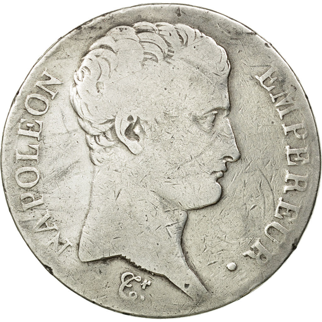 Moneta, Francia, Napoléon I, 5 Francs, 1805, Paris, MB, Argento, KM:662.1