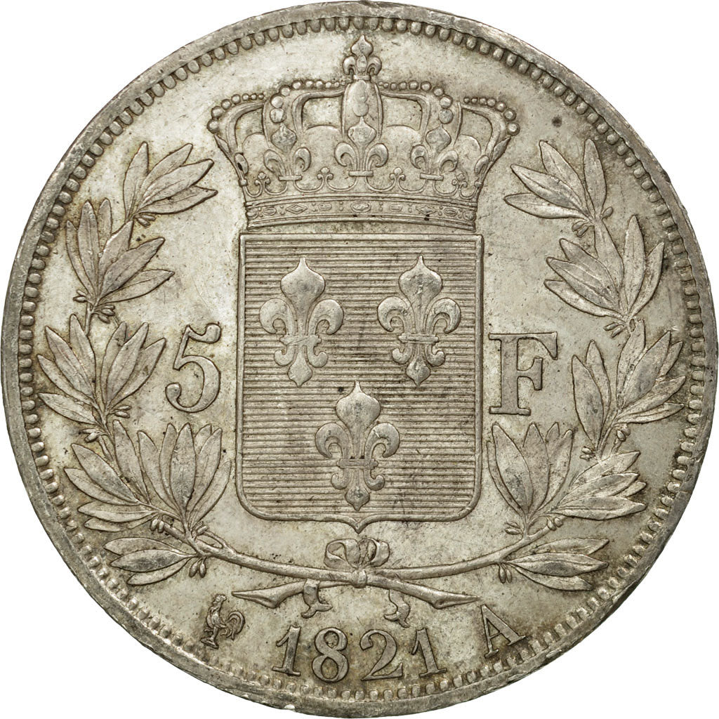 Munten, Frankrijk, Louis XVIII, Louis XVIII, 5 Francs, 1821, Paris, PR, Zilver