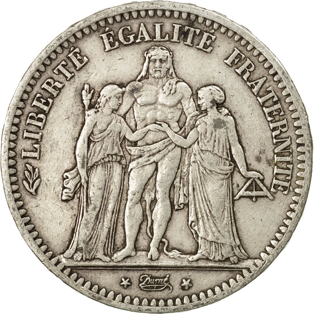 Moneta, Francia, Hercule, 5 Francs, 1849, Paris, BB, Argento, KM:756.1