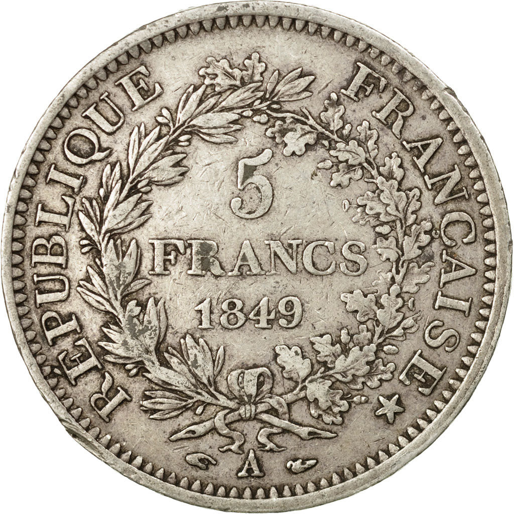 Moneta, Francia, Hercule, 5 Francs, 1849, Paris, BB, Argento, KM:756.1