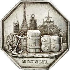 France, Token, Comptoir d'Escompte de Rouen, 1854, Hamel, AU(55-58), Silver